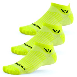 Swiftwick- ASPIRE ZERO Tab (3 Pairs) Running Socks, Cycling Socks, Firm Support (Hi-Viz Yellow, X-Large)