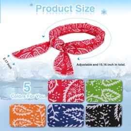 IHLOOTD Pack of 5 Cooling Towels, Neck Wrap Headband, Sports Cooling Scarf, Cooling Scarf, Instant Cooling Scarf, Summer Cooling Bandana, for Men and Women, Indoor Outdoor Activities, Sports (Retro