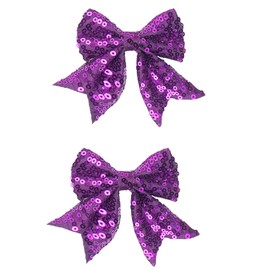 Xansema 2Pcs 3 Inch Sequins Hair Bows for Girls, Sparkling Bows Alligator Hair Clip Hair Barrettes Accessories for Women Teens Girls Kids (Deep Purple)