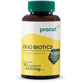 PRONAT  Probióticos Duo Biotics, Suplemento Alimenticio, con Prebióticos, 30 Cápsulas de Liberación Retardada