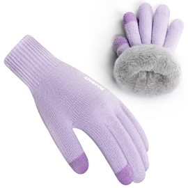 Unisex Children's Winter Gloves for Boys Girls Thermal Gloves Touchscreen Winter Gloves Warm Wool Knitted Gloves with Fleece Lining 3-15 Years, Thistle