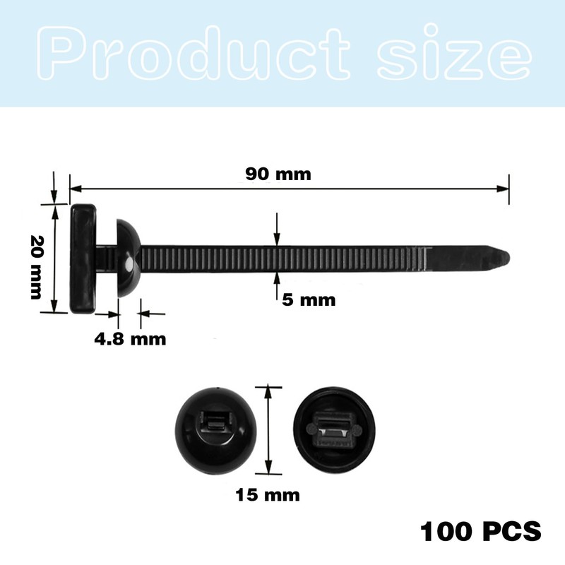 100pcs Universal Nylon Cable Buckles, Cable Buckle, Self-Locking Car Ties,