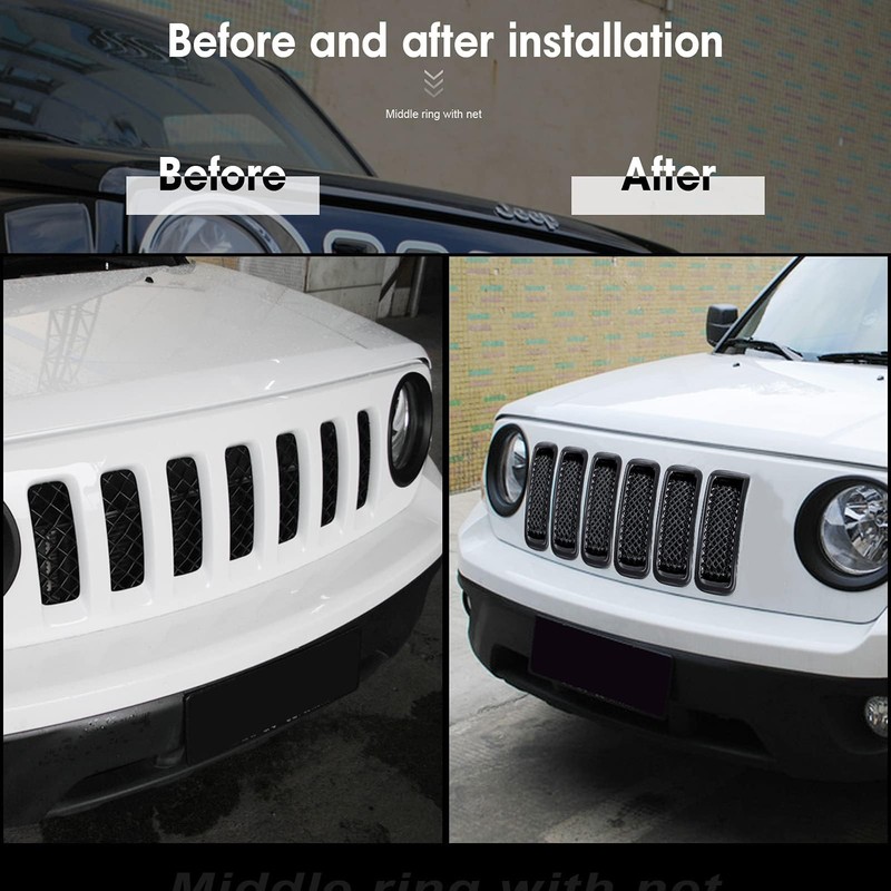 SQQP Front Grill Mesh Grille Inserts Cover Frame Trims Kit