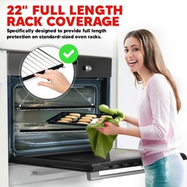 Silicone Oven Rack Shield Guard, Extra Long 22” Black (2 Pack), Full Length Fit on Standard-Sized USA Ranges - Heat Resistant Oven Rack Protectors - Prevents Hand and Arm Burns, Food Grade Cover