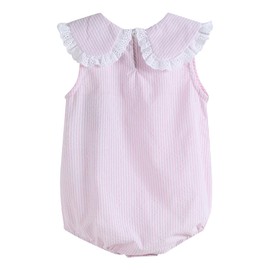 Lil cactus Light Pink Seersucker Collared Bubble Romper, 18-24 Months