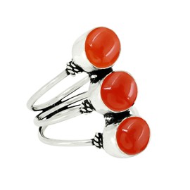 925 Silver Plated 8.65Cts Natural Carnelian Ring Size 7 For Women, Orange Stone July Birthstone Ring Jewelry Gift For Women Mom Wife