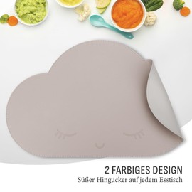 smøla Place Mat for Children - Cloud I Washable Place Mat Made of BPA-Free PU Leather I Placemat Table Mat for Toddlers & Babies I 2 Colours (Mist Purple/Silver)