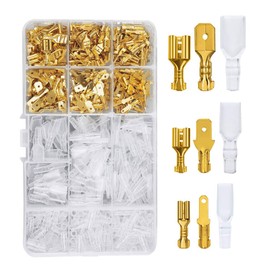 Flat Terminal Set, 135 Piece Set, Crimp Terminals, Connection Terminals, Splice Terminals, Insulation Sleeves, Male and Female Set, Wire Connection, Universal Use, Waterproof, Car Navigation System, Repair, Processing, Cover Included, Storage Case Includ