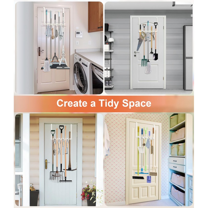 Broom Holder Over The Door Drilling Free Mop and Broom