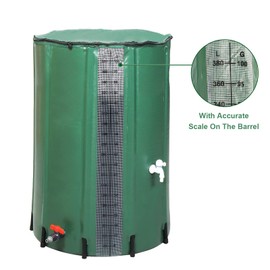 Outvita 100 Gallon Collapsible Rain Barrel with Volume Mark, Rainwater Collection System, Portable Foldable Garden Water Storage Tank, Water Container with Filter Overflow Kit Faucet Green