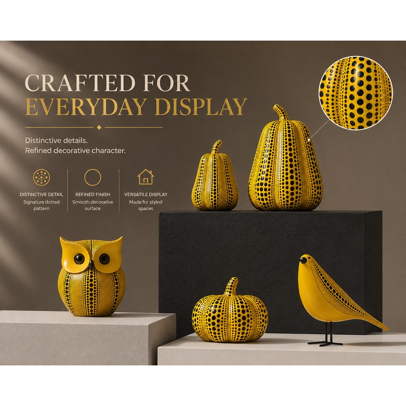 Funny Owl & Pumpkin Figurine Decorative Statue for Fall, Halloween