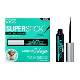 KISS KISS Super Stick 5-Day Extended Wear Strip Lash Adhesive, Quick Drying Lash Glue, Witch Hazel & Cactus Extract Infused, Brush Applicator, Net Wt. 4.8g (0.17 oz.), Black