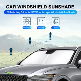 KUST Windshield Sun Shade for Genesis GV70 Accessories 2022-2024 2025 Sunshade Window Sun Visor Protector Foldable Blocks UV Rays Keep Your Car Cooler