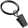Teenitor 20 Pack Black Curtain Rings with Clips, Curtain Hooks