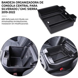 Organizador de Consola Central para GMC Sierra Silverado Bandeja Almacenamiento ABS Anti-Ruido Inserción Reposabrazos Maximizar el Espacio Accesorio Camión Instalación Fácil