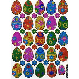 Easter Eggs Eggs Easter Stickers 41 Pieces 1 Sheet 135 mm x 100 mm Stickers Craft Kids Party Metallic Look