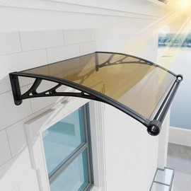 Awning for Door Entrance,32x48 inch Awnings for Doors with Separate Drainage,Front Door Awning Exterior,Polycarbonate UV, Rain, and Snow Protection for Porch,Patio,Window,Deck