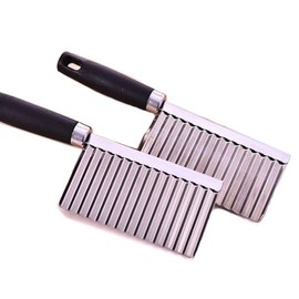 Vegetable & Fruit Wavy Crinkle Cutting Tool Serrator Salad Chopping Knife French Fry Cutter, Steel Blade Potato Slicer, Cucumber, Carrot Chops Pack-of-2Pieces