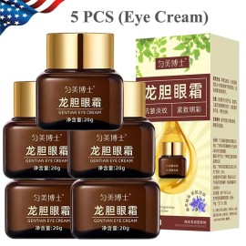 Unbranded 5PC Gentian Eye Cream Tighten Dual Bags Dark Circle Anti Puffiness Wrinkle Anti  - 5 PCS (Eye Cream)