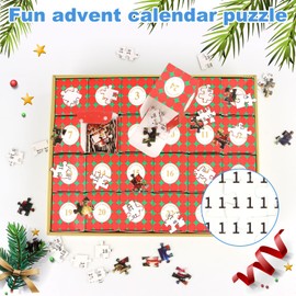 Jigsaw Advent Calendar 2024, Christmas Calendar Jigsaw Puzzles 1008 Pieces, Santa Claus Jigsaw Puzzle, Christmas Gifts for Adults and Children, 24 Puzzle Boxes for Countdown to Christmas (A)