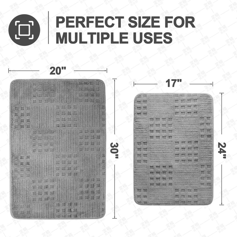 Thicken Bath Mats 30x20 Non-Slip Absorbent Bathroom Rug, Quick Dry