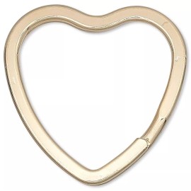 Platinum Split Ring, 10 Gold Plated Steel 32x31mm Flat Heart Key Rings with 26x24mm ID