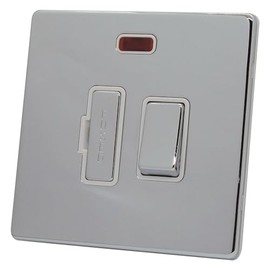 Discount Electrix 13 Amp Fused Spur Switch Polished Chrome Screwless Flat Plate Design with White Insert and LED Indicator