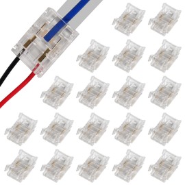 XIITIA 20pcs 4 Pin 10mm Connectors, RGB to Wire Connector, Waterproof LED Adapter Connectors Transparent Solderless LED Light Strip Connectors for DIY Lighting Projects