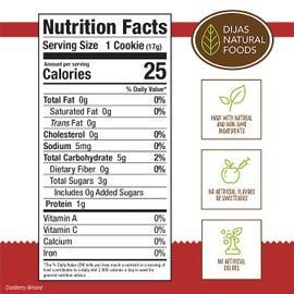 DIJAS Natural Foods, Crunchy Fat Free Biscotti Cookie, All Natural Preservative Free Ingredients, Delicious Low Calorie Snack (5 Ounces, Cranberry Almond)