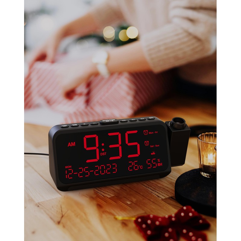 Roxicosly Projection Alarm Clock for Bedroom | Projects Time on