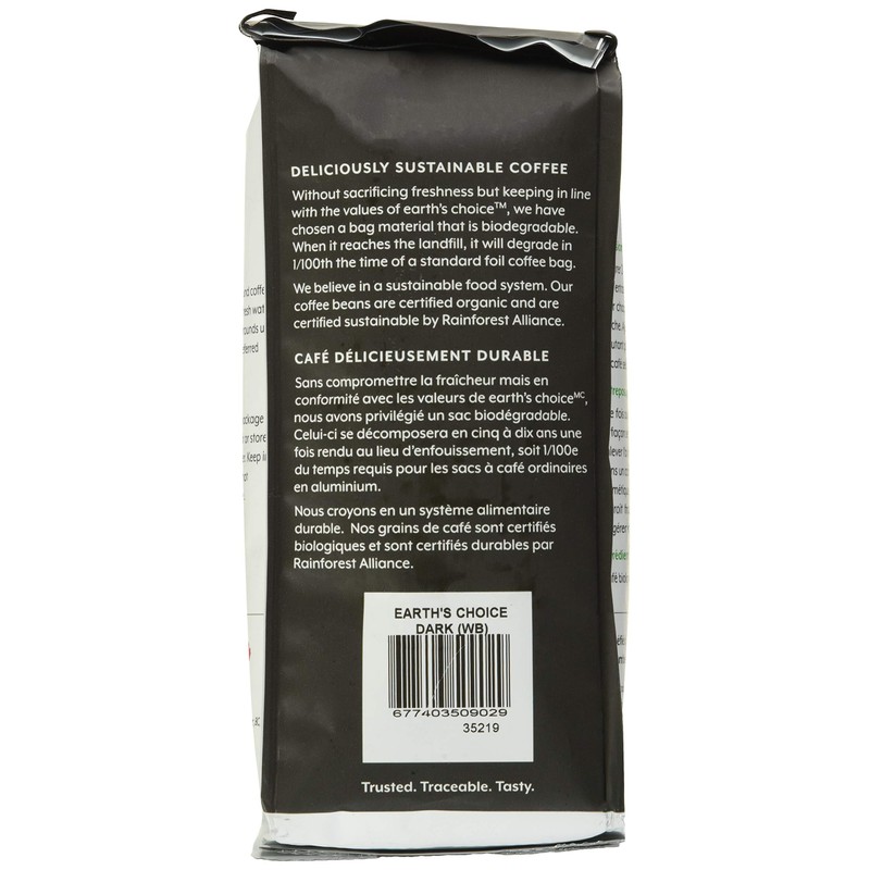 Earth's Choice, Organic Coffee, Dark Whole Bean, 340g