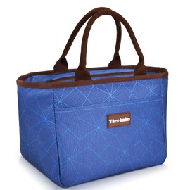 Kato Tirrinia Insulated Lunch Bags for Women, Fashionable Picnic Tote Bag for Girls, Leakproof Cooler Bag for Adult & Kids, Reusable Lunch Box Suitable for Work School Picnic, Navy Diamond