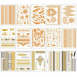 15 Tattoo Stickers, Retro Pattern Stickers, Waterproof Tattoo Stickers, Party Dressing Supplies, Body Decorations.