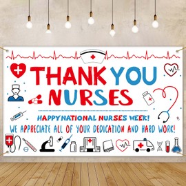 Nurses Week Decorations,71 x 43In Thank You Nurses Party Background Nurse Appreciation Week We Appreciate You Banners National Nurses Day Signs Medical Doctor Nursing Graduations Party Favors Decor