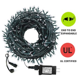 VTECHOLOGY 105FT 300 LED Christmas String Lights Outdoor Indoor Christmas Tree Lights UL Certified 8 Modes with End-to End Plug (Warm White)