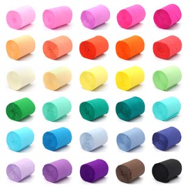 DAOUZL Crepe Paper 30 Colours, Crepe Paper Colourful, Rainbow Crepe Paper, Party Colourful Crepe Ribbons, Craft Crepe Colourful for Wedding Decoration, Birthday Party, Christmas Decoration (5 cm x 10