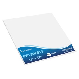 Mega Format Expanded PVC Plastic Sheets - 12" X 12" Rigid White Sheet for Crafts, Signage, & Displays - Sintra, Celtec PVC Board - Waterproof for Outdoors Use - 1/8" 3mm Thick - 1-Pk-White