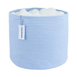 XUANGUO Cotton Rope Basket For Girls Boys Kids 16”X14” Baby Laundry Basket Nursery Bin Round Woven Basket Organizer For Storage Toys Blankets Shoes Clothes blue