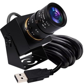 ELP Cámara USB 4K con micrófono Zoom manual Cámara web de 2,8 a 12 mm de enfoque variable PC Cámara web Mini UVC USB2.0 IMX317 USB Seguridad Cámara 8mp Industrial Primer plano Web_Cámaras para