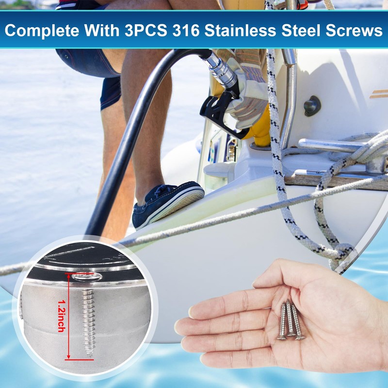 Boat Fuel Deck Fill/Filler with Keyless Cap with Screws, Marine