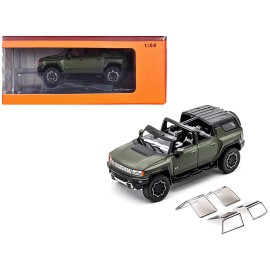 2023 for GMC Hummer EV SUV in Green Metallic with Black Top 1/64 Diecast Model Car by GCD DCD Collection
