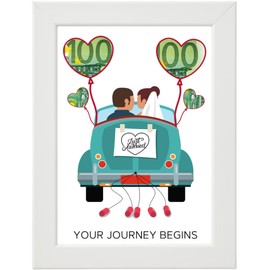 WALWI Money Gift Packaging | Wedding Gifts Money | Gift for Registry Office | Wedding Gift for Bride and Groom | Gift for Wedding | Frame in White