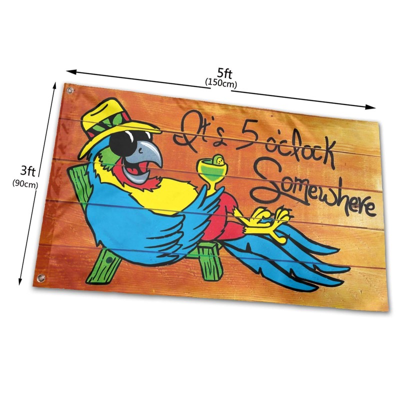 It'S 5 O'Clock Somewhere Parrot Flag 3x5 Ft Outdoor Decoration