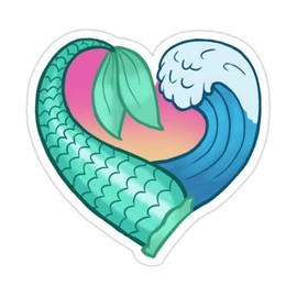 Mermaid Heart Sticker | Vinyl | Decal for Car Bumper Sticker, Laptop Sticker, Waterbottle Sticker, Waterproof Sticker 5 Inch