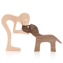 witeup Dog Ornaments, Handmade Wooden Statue Wooden Ornaments, Puppy Wooden Carving Ornaments 3D Animal Hand-Carved Crafts for Home Office Living Room Craft Artwork