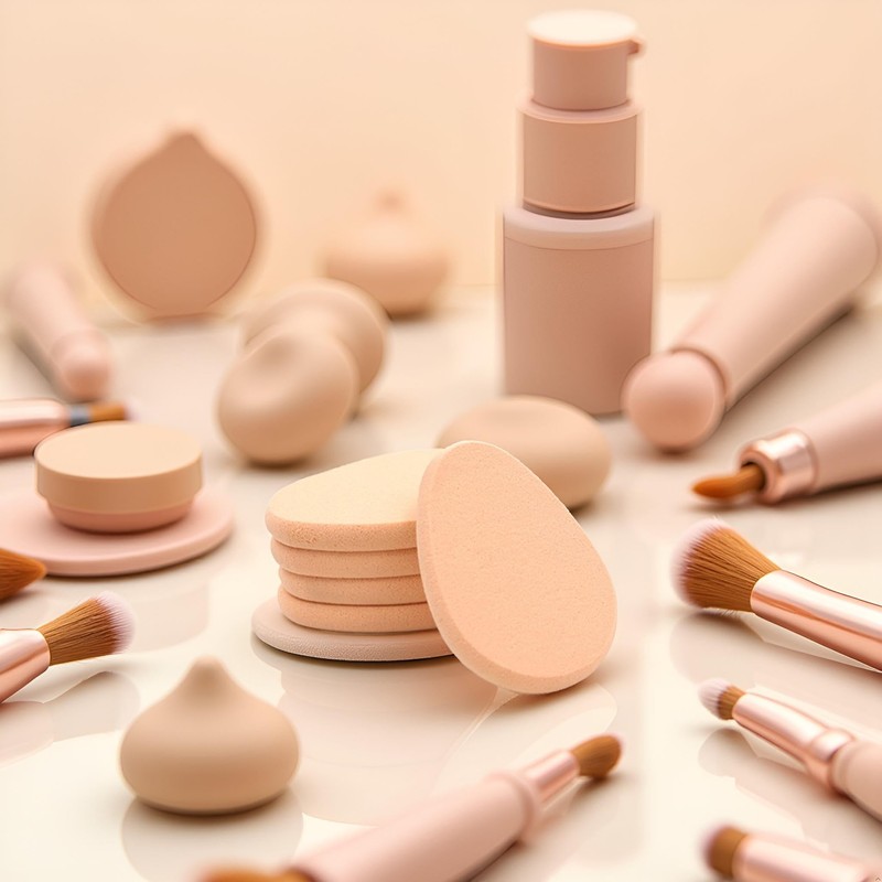 5Pcs Beige Smooth Makeup Sponge Blender Flawless Foundation Powder Puff