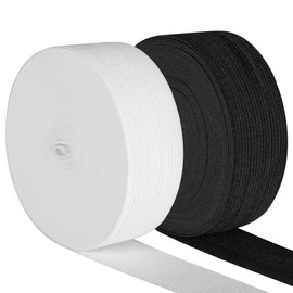 Magnoloran Elastic Band for Sewing, 2 Inch Elastic for Sewing Elastic Straps Wig Band Edge Band Knit Spool Sewing Band for Waistbands Pants Clothes & Lace Front Wigs((10 Yard Black, 10 Yard White)