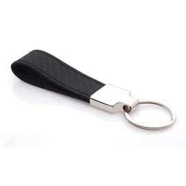 Festland DESIGN® Leather Keyring with Key Ring Gift for Women or Gift for Men – Car Accessories – Colour Black, Black-carbon look-black