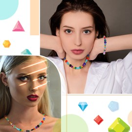 Sureio 1300 Pieces Crystal Beads for Jewelry Making Crackle Glass Beads Faceted Crystal Glass Beads Bicone Crystal Beads Loose Beads Sparkly Beads for Bracelets Necklace Pendants Making Supplies