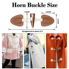 Xinlon 4 Pairs Toggle Buttons with Clasp, Leather Toggle Buttons Vintage Buttons for Jackets Coat for DIY Crafts Clothing Sewing Decoration Craft Accessories (Brown)